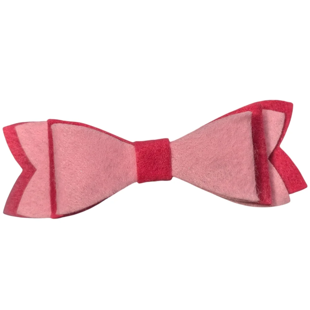 2 Tone Pink Felt Hair Bow Clip